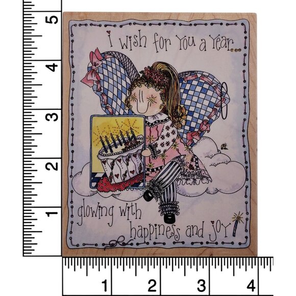 Stamps Happen "I Wish For You A Year" Rubber Stamp Wood Mounted - Picture 3 of 5